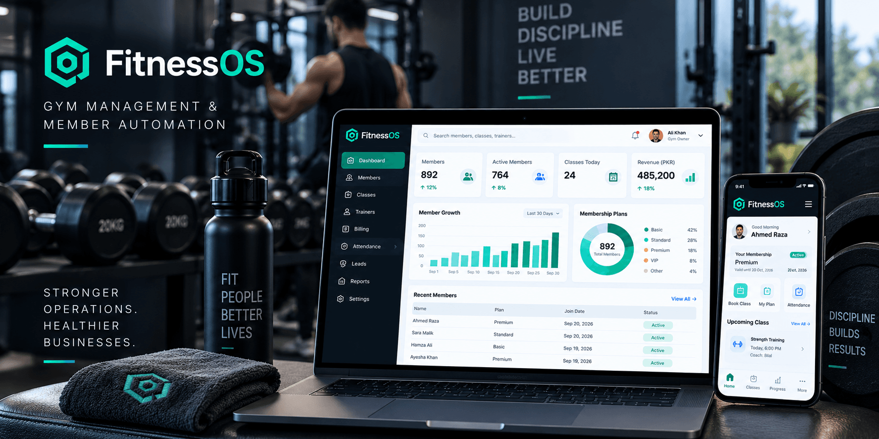 FitnessOS — Gym Management & Member Automation project by Zaptal